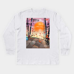 Japanese Blossom Garden. Kids Long Sleeve T-Shirt